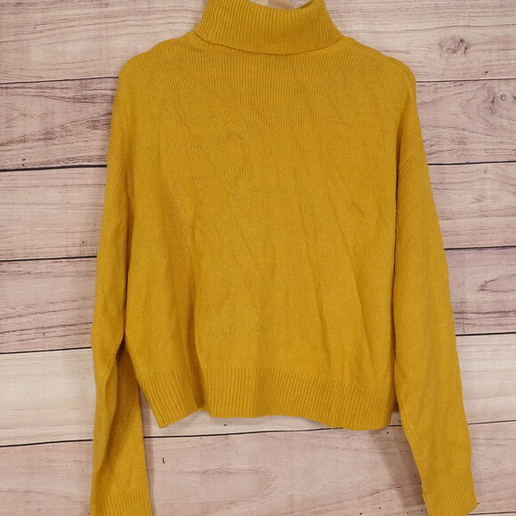 DIVIDED H&M ACRYLIC TURTLENECK SWEATER WOMENS SIZE S SMALL YELLOW GOLD - Picture 3 of 6